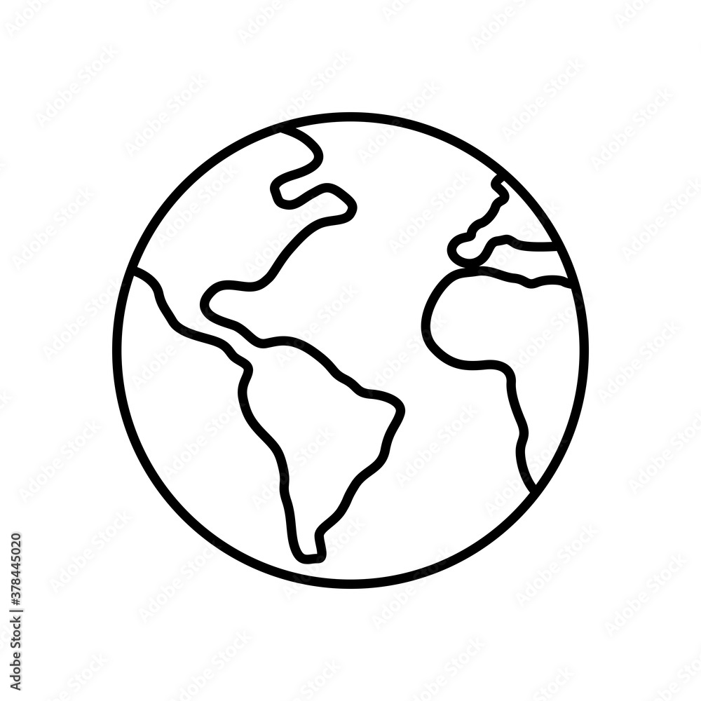 Icono de planeta tierra estilo lineas negras Icono de planeta tierra estilo lineas negras