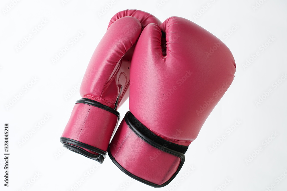 Red boxing glove depicted on a white background
