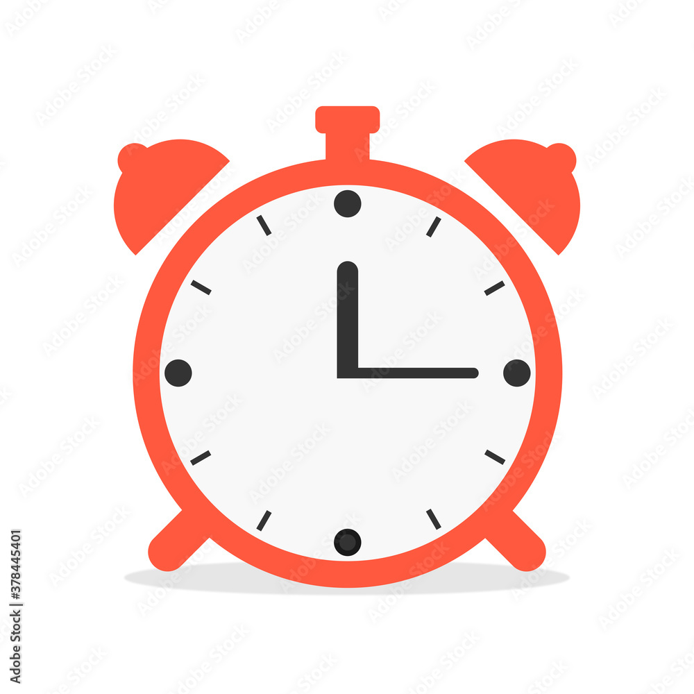 Icono de reloj con alarma. Ilustración vectorial estilo plano
