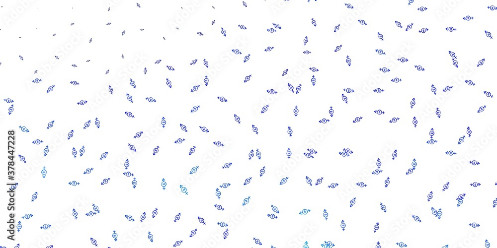 Naklejka premium Light BLUE vector background with woman symbols.
