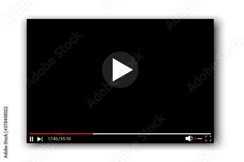 Playing media player. Video player interface. Turntable with buttons and bar. Vector illustration. Stock photo.