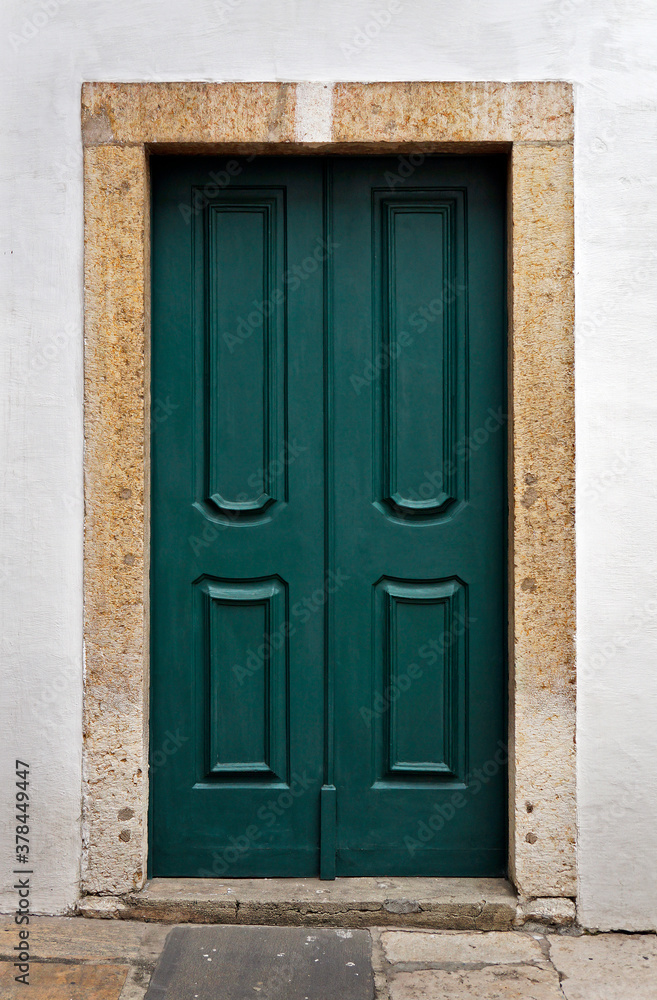Green colonial door, Rio de Janeiro