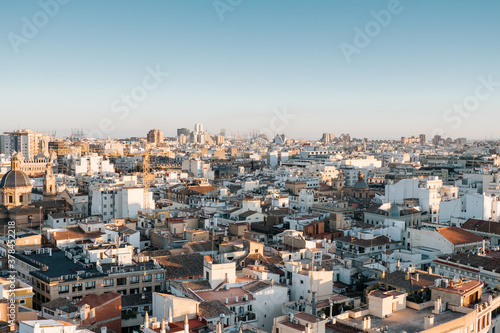 Valencia's skyline seen from above at sunset photo