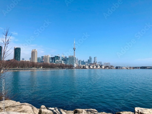 Photography view of downtown Toronto from Trillium park, toronto building landscape