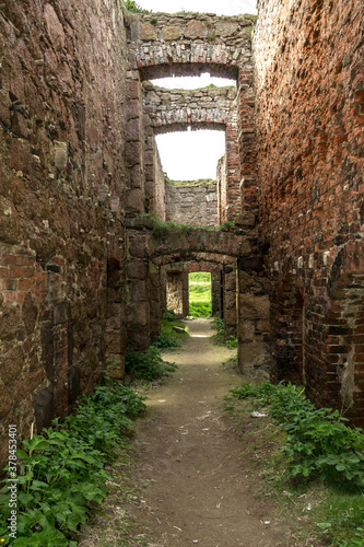 Fototapeta Naklejka Na Ścianę i Meble -  Detail of Slains Castle in Cruden Bay, Aberdeenshire, Scotland, UK