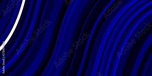 Dark BLUE vector background with bent lines. Colorful abstract illustration with gradient curves. Best design for your posters, banners.