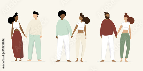 Set of 3 Interracial Couples - Diversity Concept Character Set