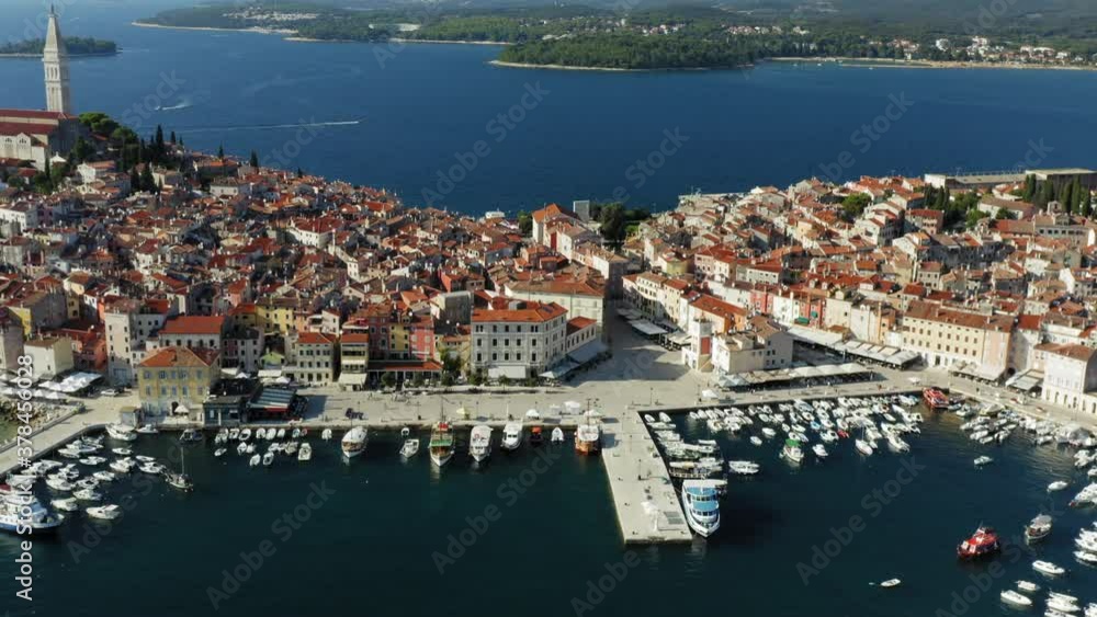 Aerial photo of the historic center and the seafront of Rovinj town, Istra, Croatia Aerial photo of the historic center and the seafront of Rovinj town, Istra, Croatia
