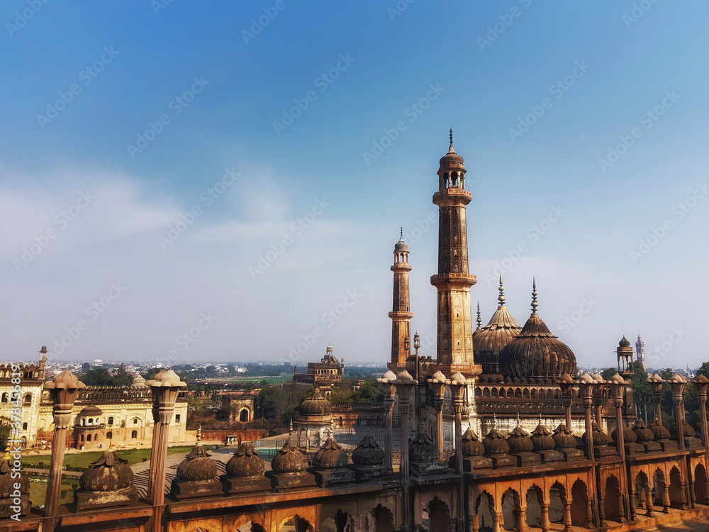 lucknow city scape horizon viewed from top of bara imambara