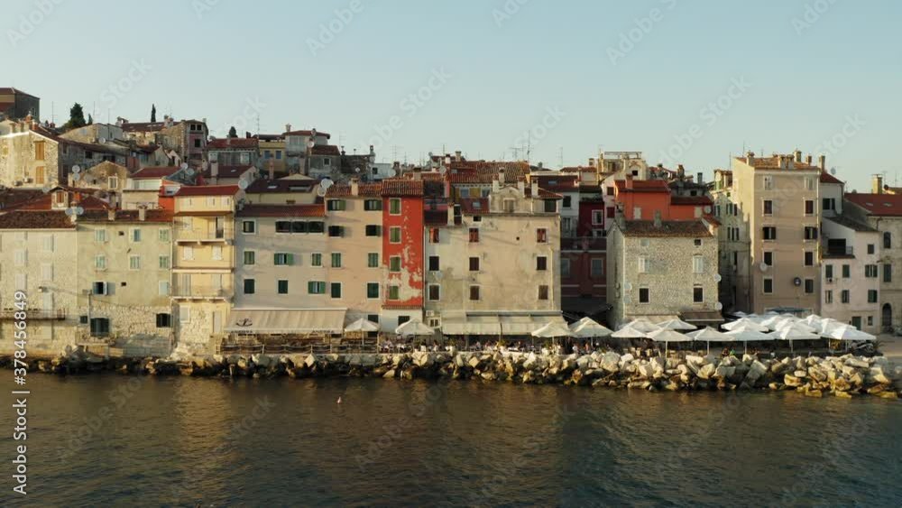 Aerial photo of the historic center and the seafront of Rovinj town, Istra, Croatia Aerial photo of the historic center and the seafront of Rovinj town, Istra, Croatia