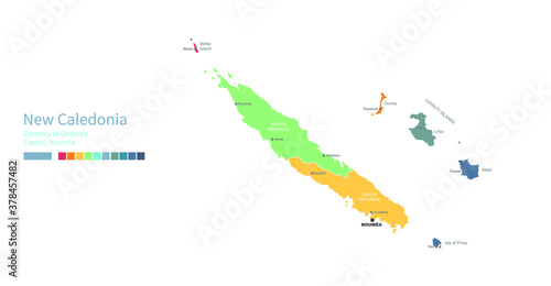 new caledonia map. Colorful...