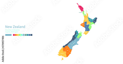 New Zealand map. Colorful d...