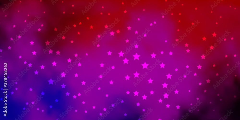 Dark Pink, Red vector pattern with abstract stars. Shining colorful illustration with small and big stars. Best design for your ad, poster, banner.