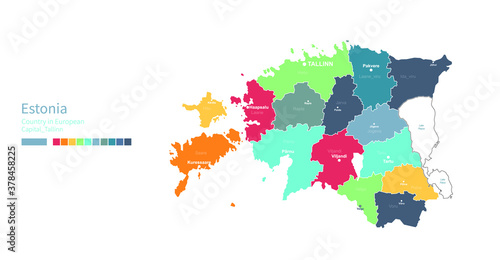 Estonia map. Colorful detai...