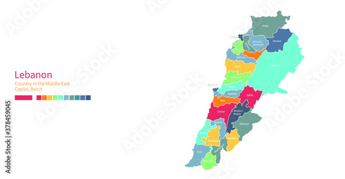 Lebanon map. Colorful detai...