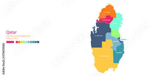 Qatar map. Colorful detaile...