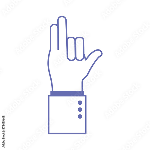 two hand sign language line and fill style icon vector design