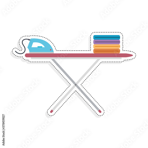 Clothes ironing icons. Iron and ironing board - Vector