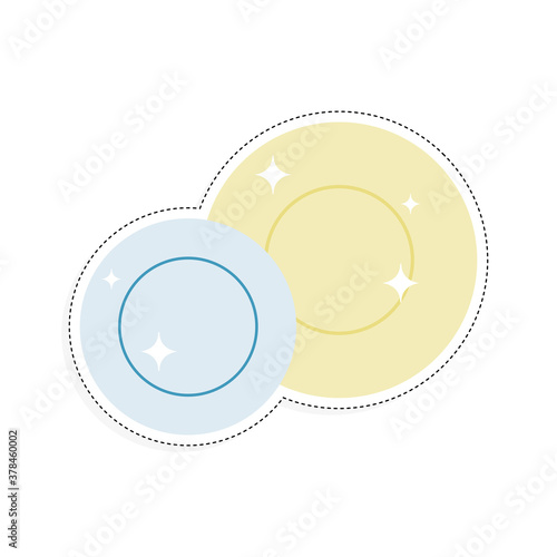 Isolated sparkling clean dishes icon. Kitchen objects - Vector