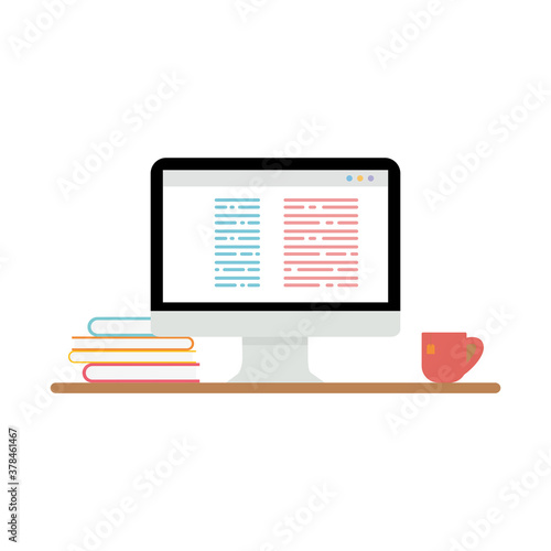 Isolated workstation or home study - Vector illustration