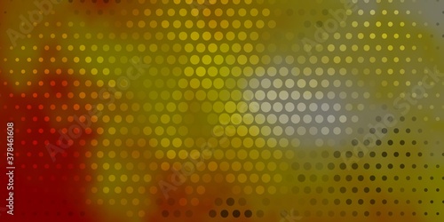Dark Orange vector texture with circles. Glitter abstract illustration with colorful drops. Pattern for business ads.