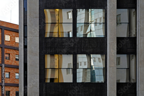 Building facade with reflections, Sao Paulo, Brazil 