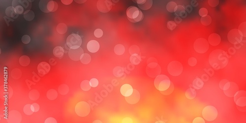 Light Red, Yellow vector backdrop with dots. Abstract colorful disks on simple gradient background. Pattern for booklets, leaflets.