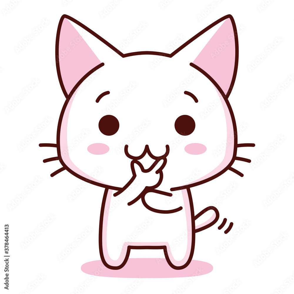 Isolated kitty thinking emoji cute sticker icon- Vector Isolated kitty thinking emoji cute sticker icon- Vector