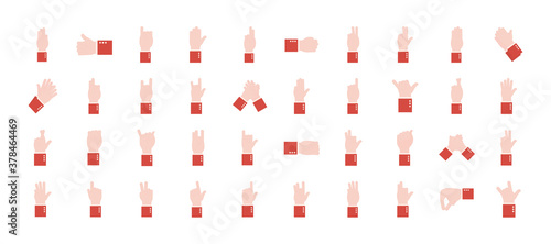 hand sign language alphabet flat style set of icons vector design