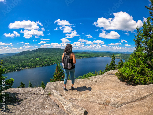 girl on the top of mountain	