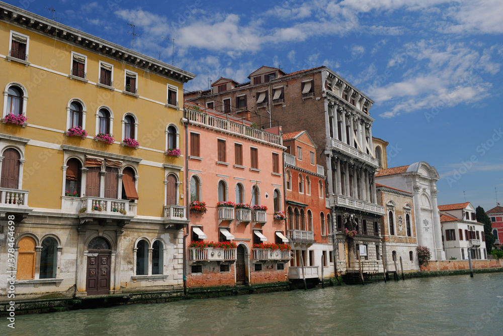 Colorful houses and San Geremia church on the Grand Canal Venice