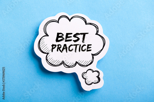 Картината върху платно Best Practice Speech Bubble Isolated On Blue Background