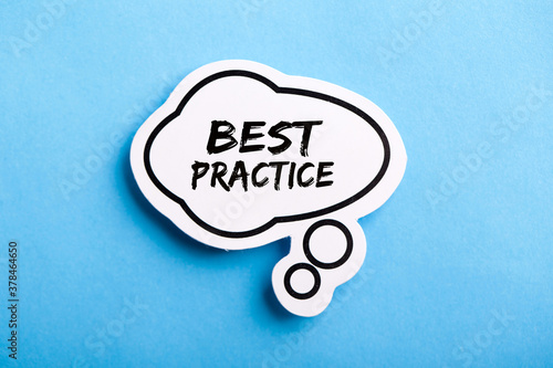 Best Practice Speech Bubble Isolated On Blue Background