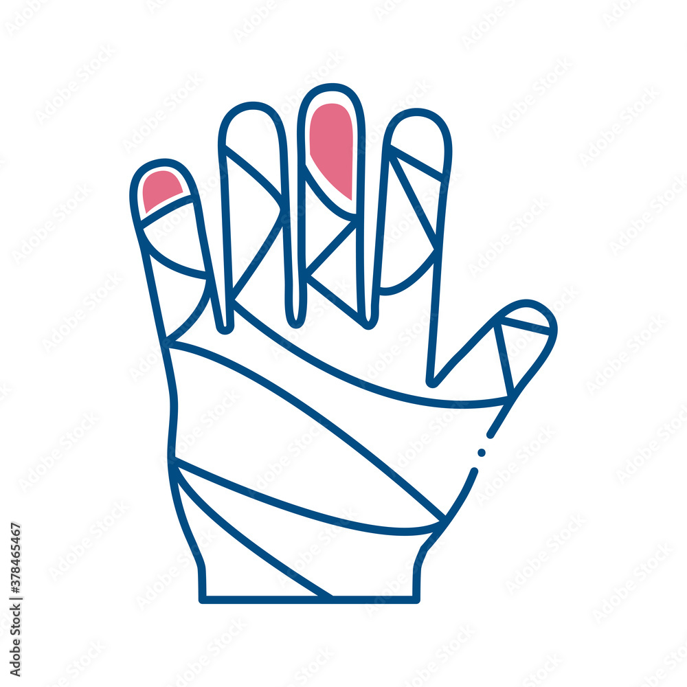 hand with bandages line style icon vector design