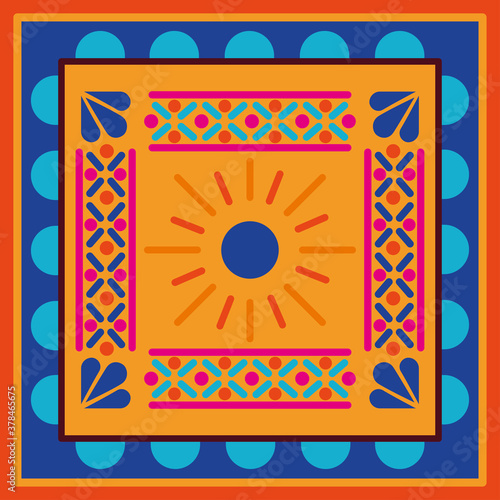 mexican sun in frame vector design