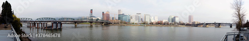 Vey Wide Panoramic Biew of the Willamette River under Portland Oregon Waterfront © Christopher Boswell