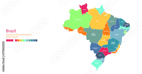 Brazil map. Colorful detail...