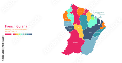 French Guiana map. Colorful...