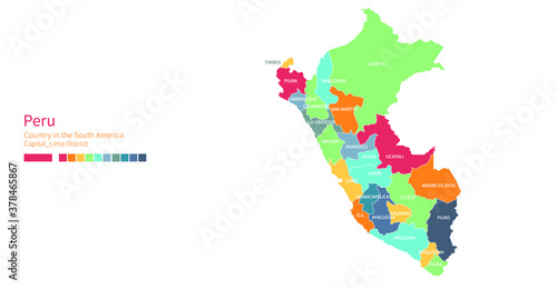 Peru map. Colorful detailed...