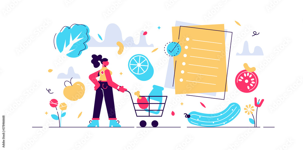 Healthy foods list vector illustration Healthy foods list vector illustration