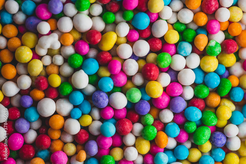 Macro close up portrait of colorful candy sprinkles    studio lighting  selective focus