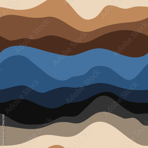 Abstract waves or hills in earthy colors. backdrops with curves layers. Vector illustration in modern art style © cristiano