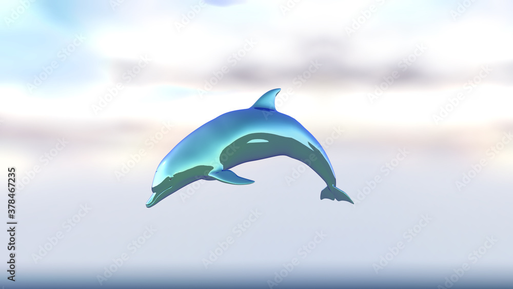 Obraz premium イルカ ガラス 金属 メタル 金 真鍮 ブロンズ 泳ぐ