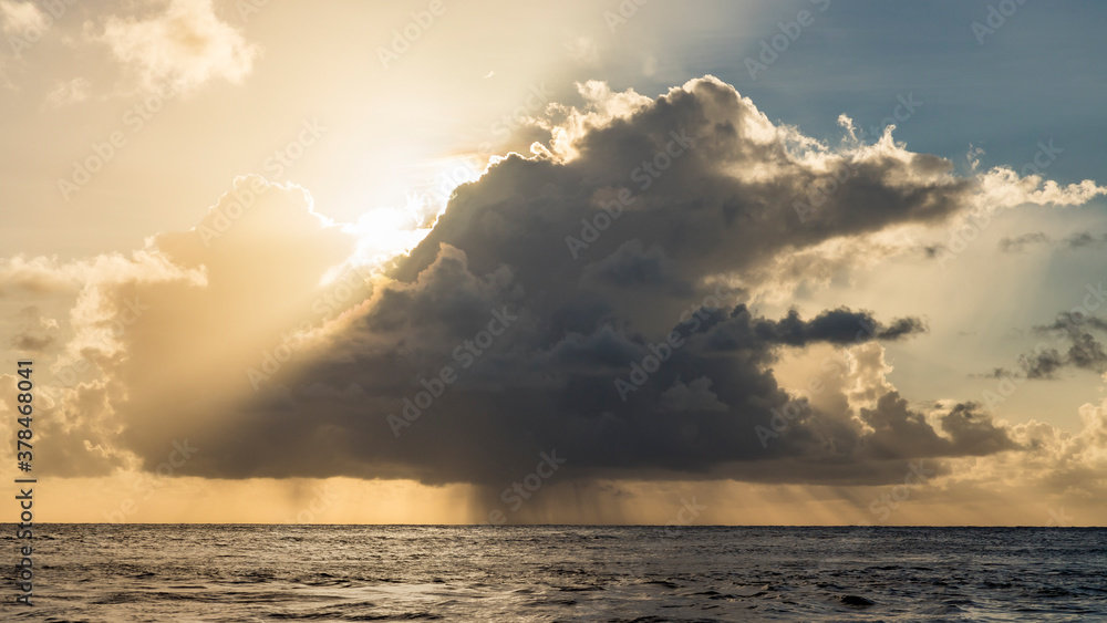 Heavy clouds filled with rain, French Polynesia.