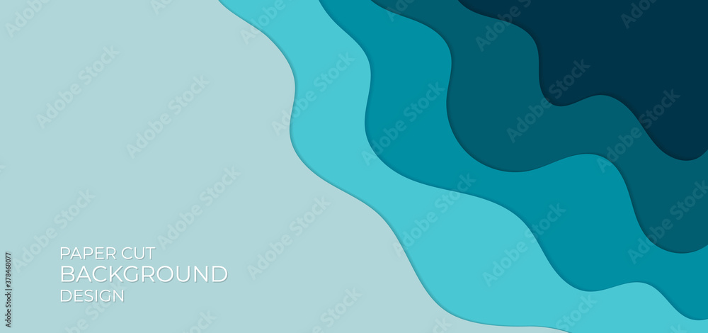 Fluid water wave overlap shape blue color design with space