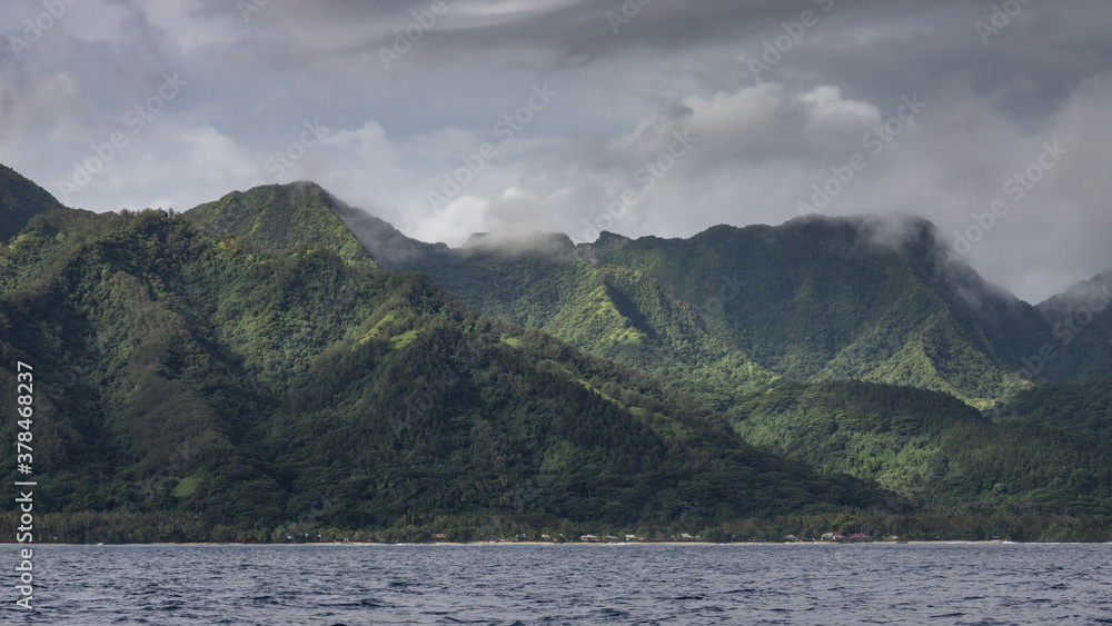 The Mountain Coastline of Moorea, French Polynesia.