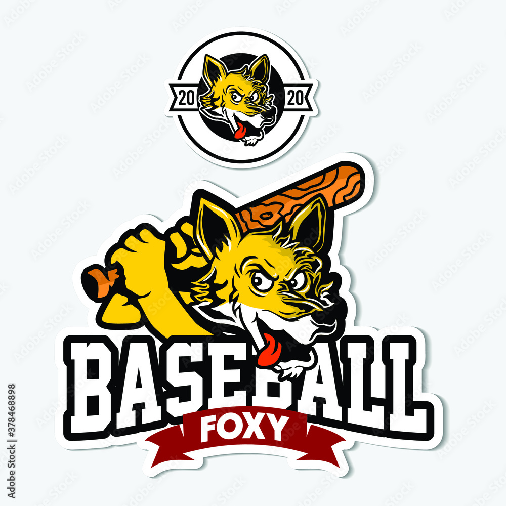 Fototapeta premium Baseball Foxy Illustration. Fox logo icon. Fox mascot vector