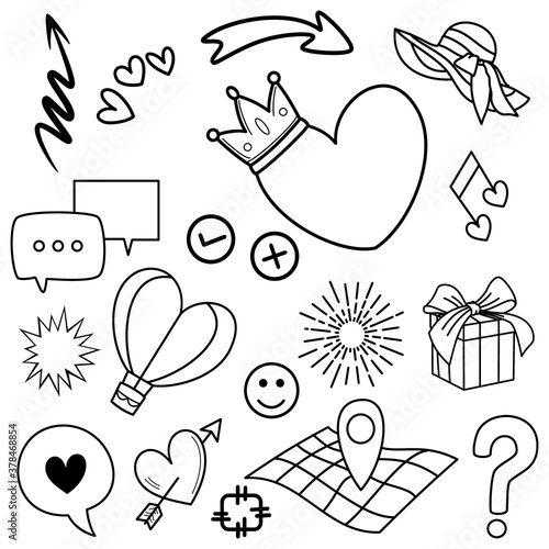 doodle vector set illustration with hand draw line art style vector.