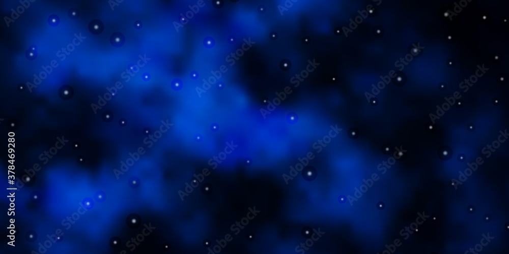 Dark BLUE vector template with neon stars. Colorful illustration with abstract gradient stars. Pattern for new year ad, booklets.