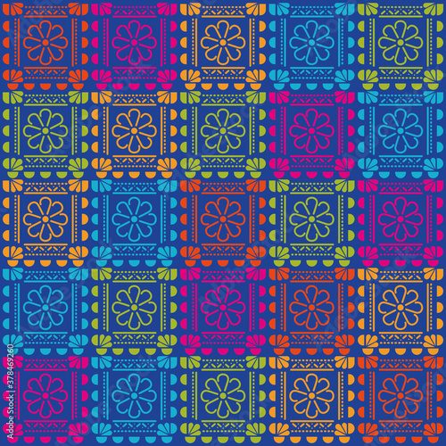 Mexican flowers pattern background vector design